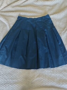 Vintage ILGWU UNION MADE Navy A-line Skirt with Pleated Panels